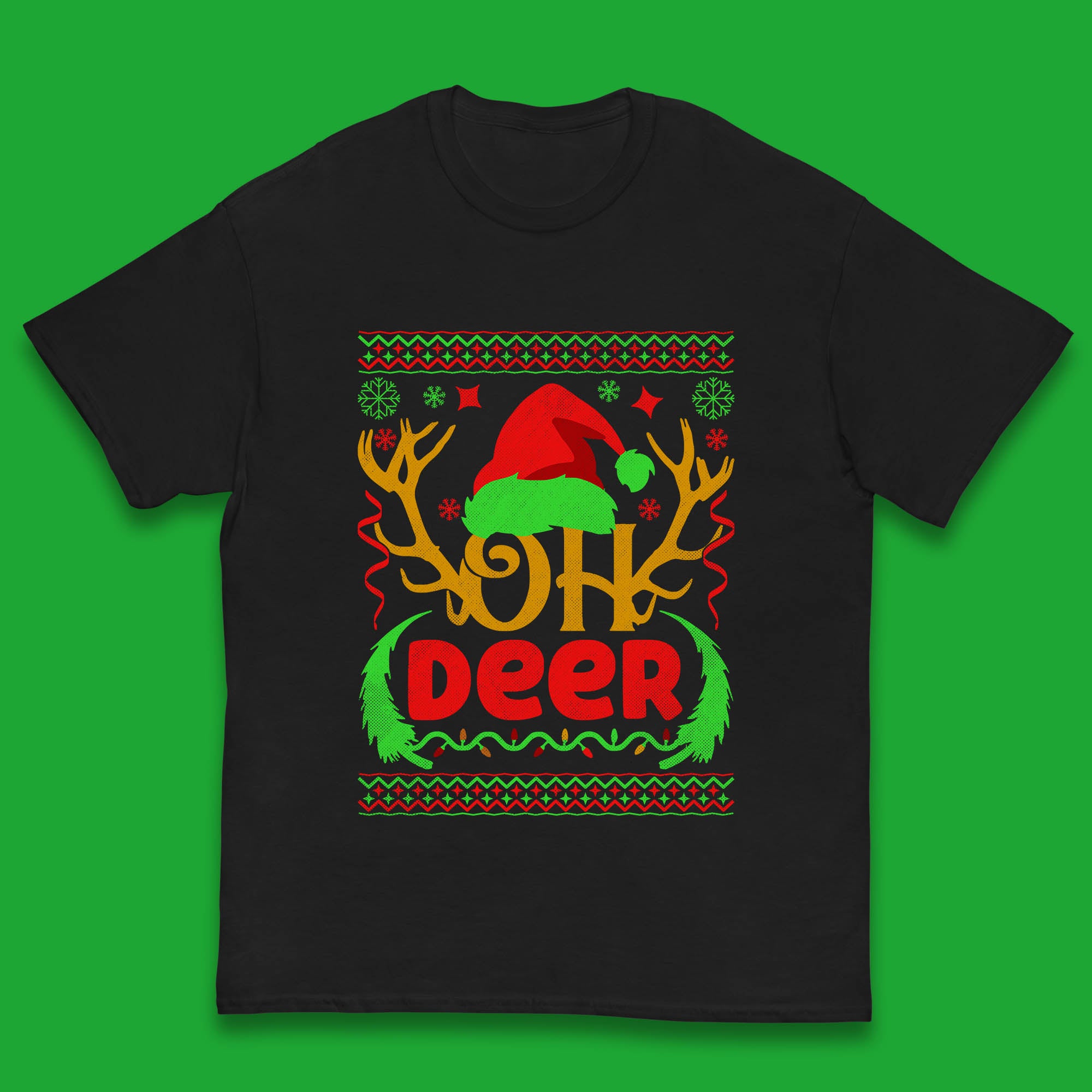 Oh Deer Christmas Kids T Shirt Deer Antlers Top 120
