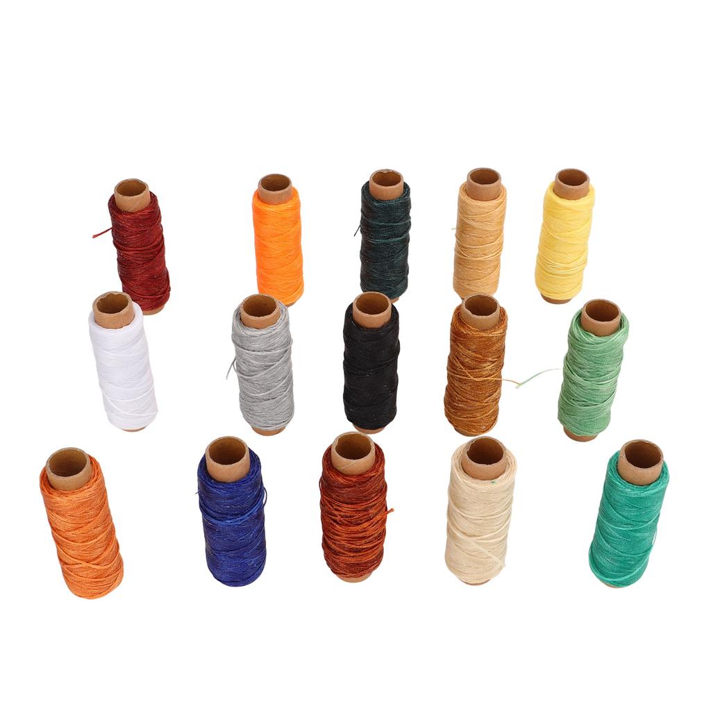 15pcs Waxed Thread 15 Colors 50 Meters Length DIY Making Leather Wax Coated Sewing Thread for Handwork Crafts