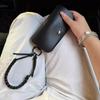 New with Lanyard Sunglasses Storage Bag Solid Color PU Leather Eyewear Bag Portable Glasses Case