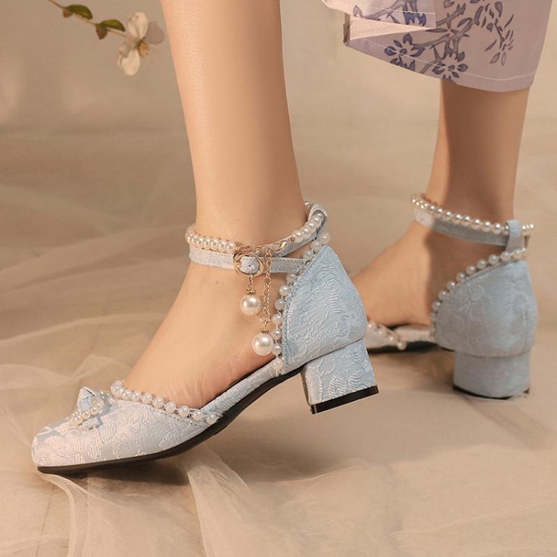 

New Lolita sandals women s rubber soft sole middle school classmate princess sandals older children s summer children s sandals girls sandals 39 (inner length 24.5cm) синий
