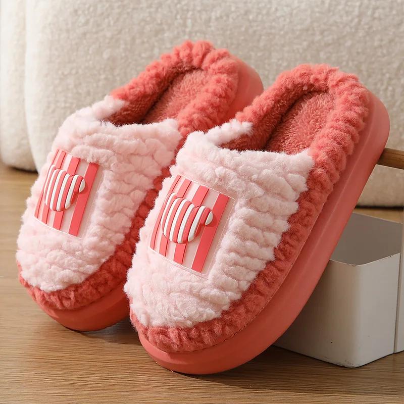 High Quality Cotton Slippers Couple Winter Indoor Plush shoes women Warm Plush shoes woman Lightweight Soft Sole Home shoes men