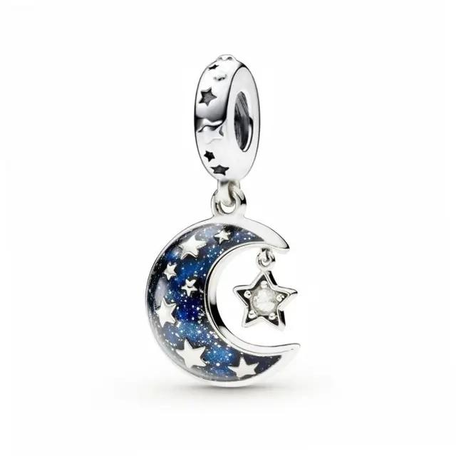 925 Silver Blue Starry Sky Rainbow Charm Pendant DIY Bracelet Jewelry Gift for Women Men Fashion Accessories