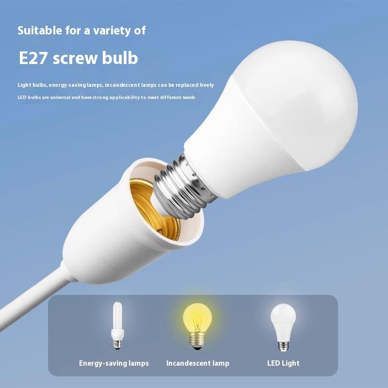 1Pc Us Plug To E27 Lamp Base Conversion Led Light Wall Flexible Lamp Holder Converter With Switch Led Head Bulb Socket