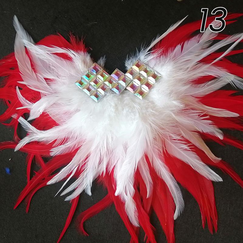 Bright Shining Gothic Women Natural Feather Epaulet Shrug Shoulder Strap for Halloween Carnival Costume Clothing Accessory
