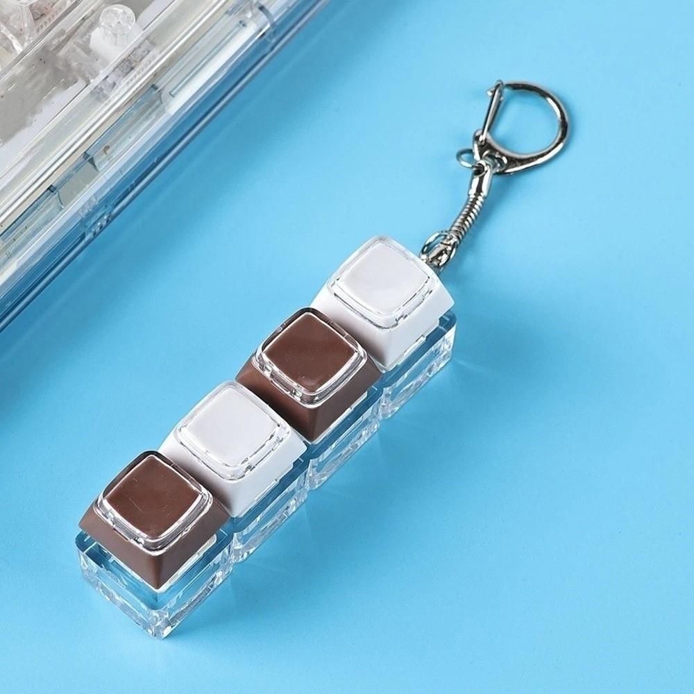 4 Keys Button Keyboard Fidget Keychain Funny Pendant Fidget Clicker Toy Office Decoration