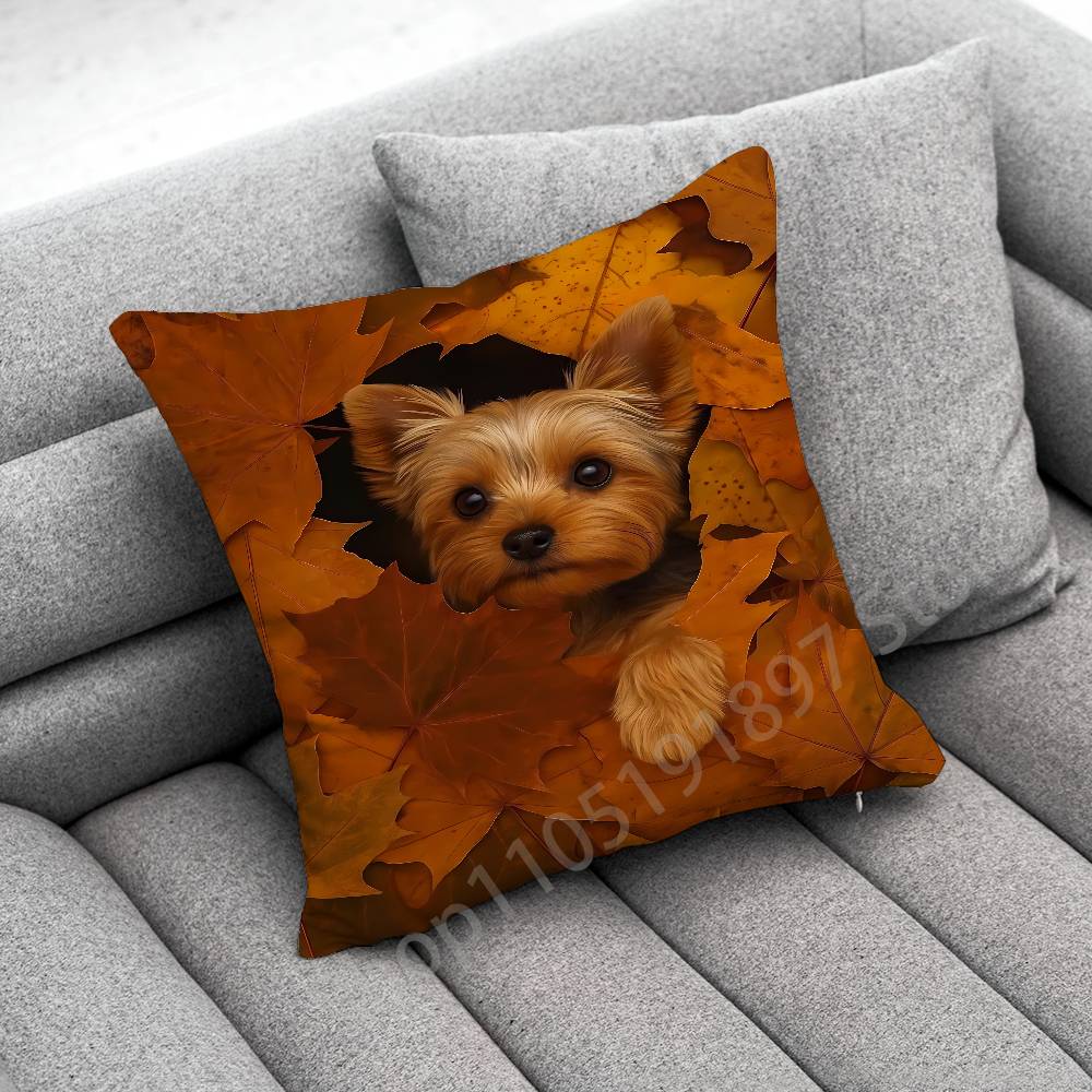 Yorkshire Terrier Dog Puppy Throw Pillow Case For 30x30cm 40x40cm 45x45cm 50x50cm 55x55cm Square Sofa Pillowcase Shell