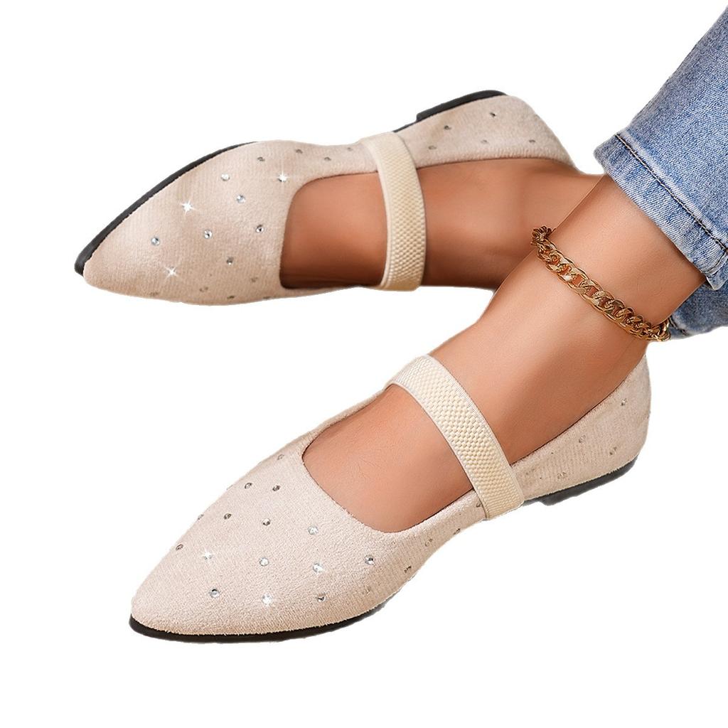 New Style Pointed-toe Low-cut Flat-soled Women's Shoes with One-way Ventilation Design
