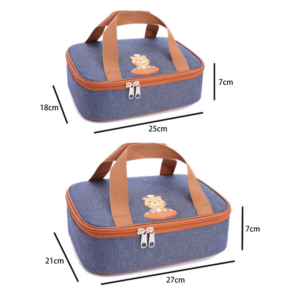 Bento-väska Stor Kapacitet Dubbla Handtag Tecknat Mönster Aluminiumfoliefoder Student Isolerad Lunchförvaringsväska