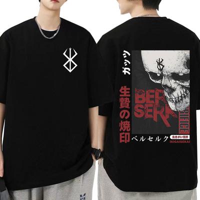 Anime Berserk Guts Graphic Print T Shirt Swordsman Casca Brand of Sacrifice Zodd T Shirts Men's Cotton Casual Oversized T-shirts