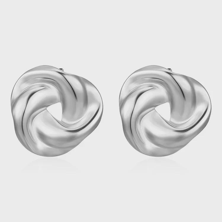 Cercei din Oțel Inoxidabil Răsucit Irregular Placat cu Aur de 18K pentru Femei - Tendință de Modă Europeană și Americană