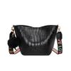 Lychee pattern ribbon one shoulder crossbody tote bag new large capacity simple fashion women's bag