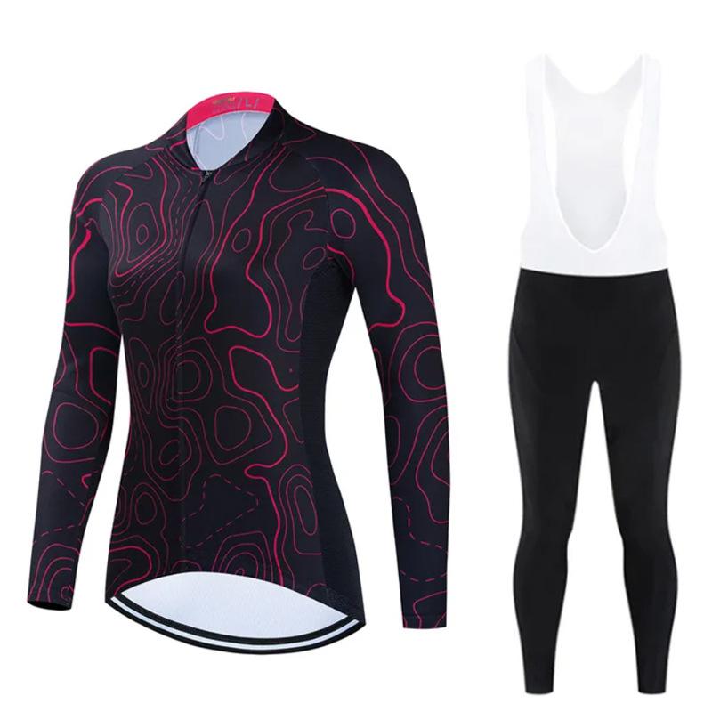 2026 Autumn Velvet Thin Cycling Suit Cycling Suit Bicycle Spring and Women's Long-sleeved Suit Quick-drying Breathable Sunscreen Overalls Trousers