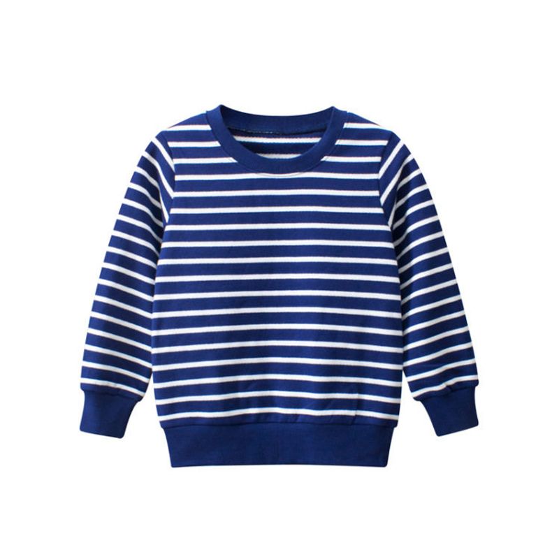 27Kids Spring and Autumn Sweater Striped Children s Clothing Blue White 140