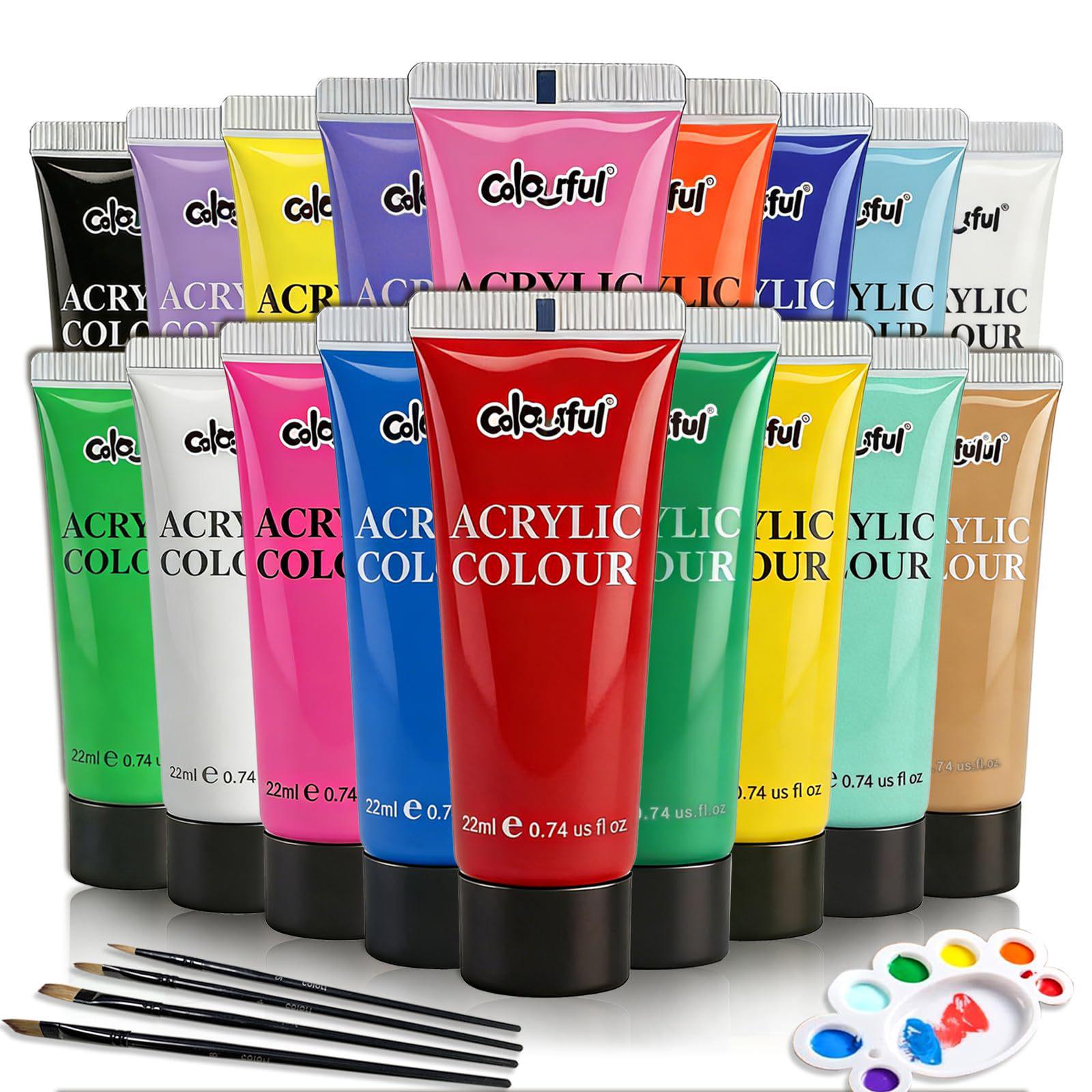 18-Color Acrylic Paint Set for DIY & Graffiti (22ML each)