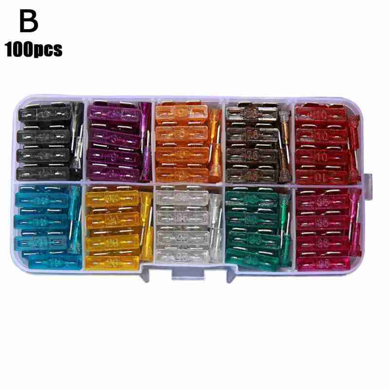 50/100pcs Car Insert Fuse With Box Mini Fuse Mixed Assortment Set Auto Replacement Fuse Accessories Fuses4