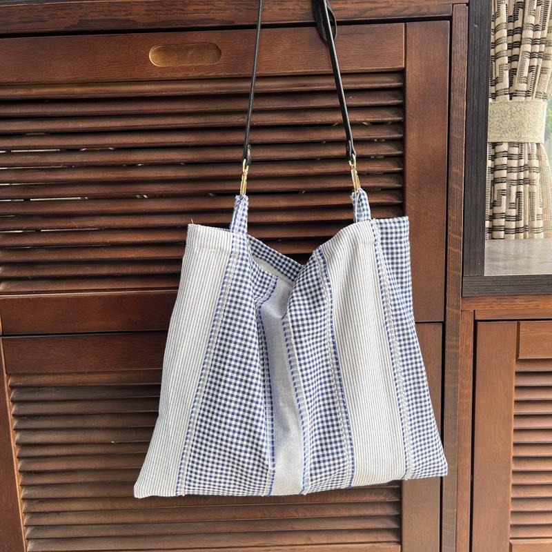 Simple Striped Women's Shoulder Bags Large Capacity Ladies Beach Tote Travel Bag Casual Portable Female Handbags Shopping Bag