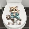 Funny Cat Playing Phone Toilet Sticker Self Adhesive Waterproof Bathroom Decor