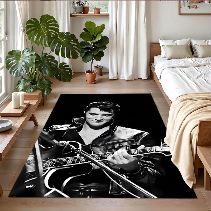 Tappeto Antiscivolo in Velluto di Cristallo, Tappeto con Design di Elvis Presley per Interni Soggiorno Camera da Letto Decorazione Casa