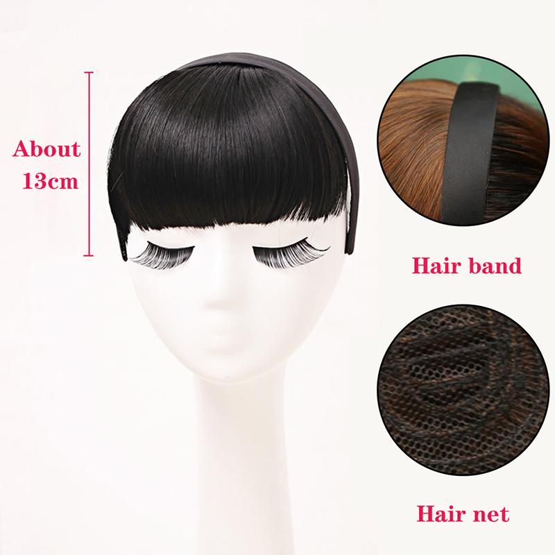 Synthetic Heat Resistant Hair Neat Fringe With Braids Headband Blunt Bangs Hair Extensions For Women Hairpieces