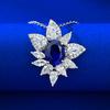 New S925 Silver Style 2 Carat Blue Luxury Set With 5A Zircon Full Necklace Fashion Versatile Jewelry