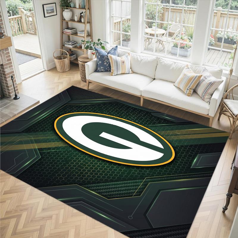 Tappeto in Velluto Cristallo Design Green Bay Packers Accogliente Non?Tappeto Stampato Antiscivolo per Camera da Letto Soggiorno Ingresso