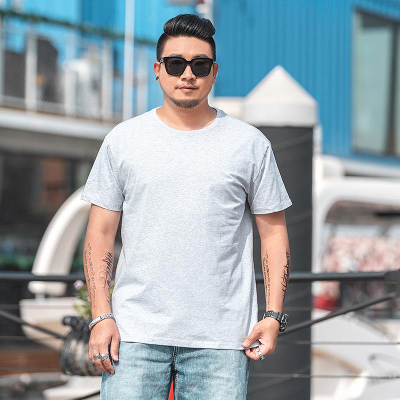 Tricou largi pentru bărbați de mărime mare M-7XL 8XL Tricou cu mâneci scurte pentru bărbați, culoare uni, cu gât rotund