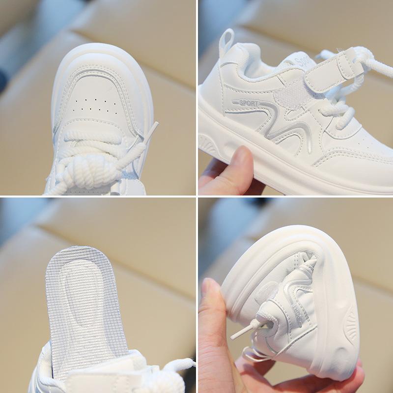 Spring and autumn new children's white sneakers, boys' sports shoes, lightweight girls' casual sneakers, soft-soled baby shoes