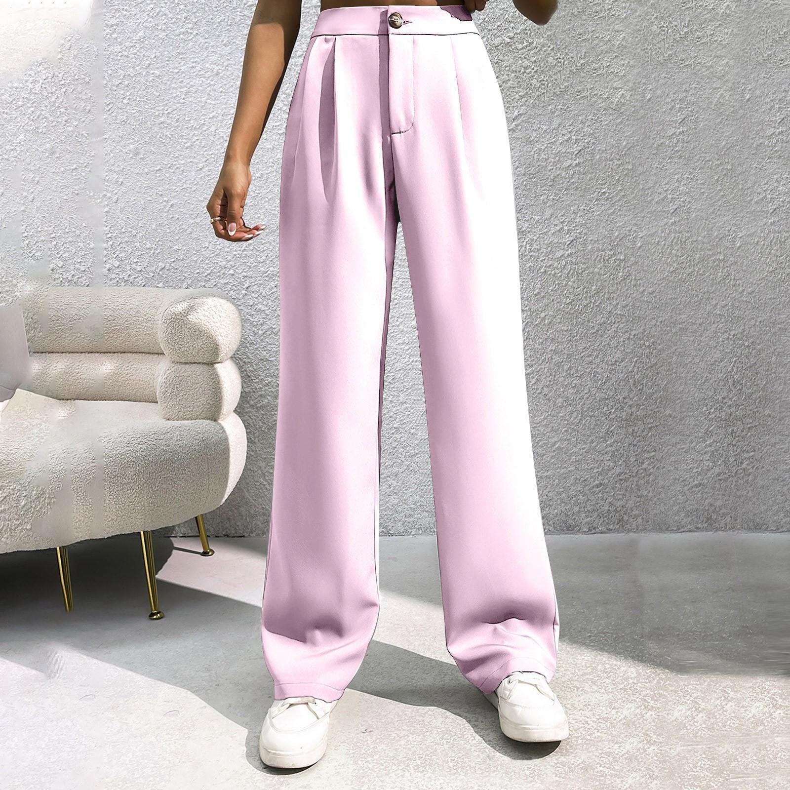 

Женский костюм, широкие брюки, женские, с высокой талией, свободные, прямые, утягивающие, повседневные, для уборки L розовый