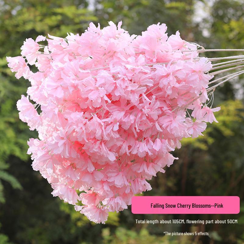 Silk Cherry Blossom Branch Artificial Vine: Floral Decoration for Weddings and Indoor Spaces