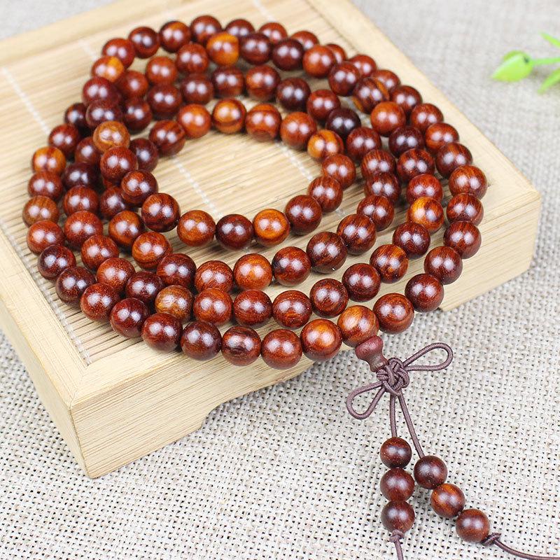 Wooden Sandalwood Buddhist Bead Bracelets - 108 Beads, Unisex Jewelry for Couples
