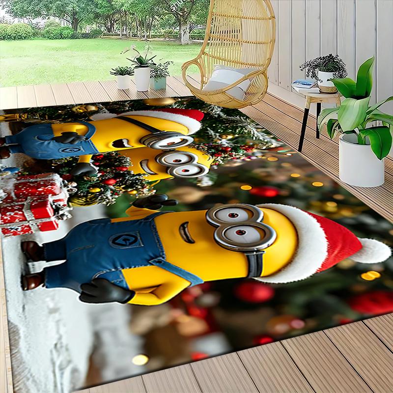1Pc Christmas Minion Celebration Carpet Rug Soft Washable Antislip Home Living Room Sofa Mats Personalized Christmas Rug