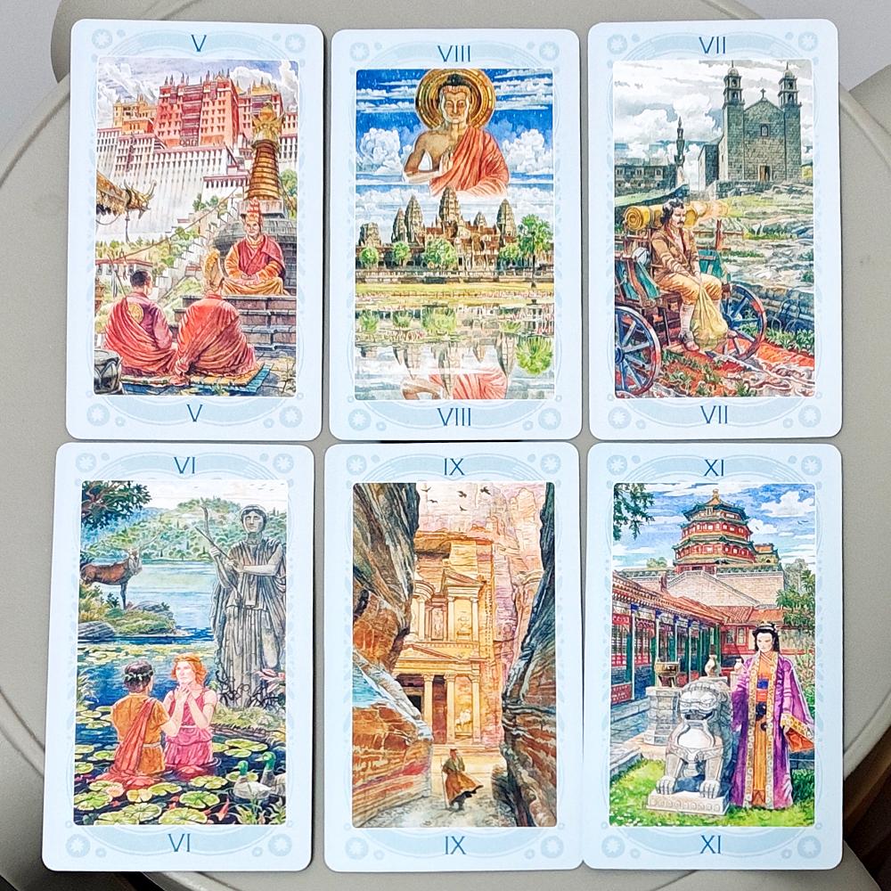 Sacred Sites Tarot Deck 10.3*6cm In Russian Language 78 Cards Global Sacred Landmarks Illustrated Tarot, Ancient Holy Places