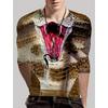 Round Neck 3D Snake Printed Top Casual Long Sleeved Men's T-shirts - Soft Medium Stretch Polyester Fabric Spring and Autumn Relaxed Fit Clothing