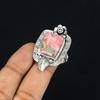 Sterling Silver Rhodochrosite Stone Promise Stackable Flower Wedding Ring US 7.5