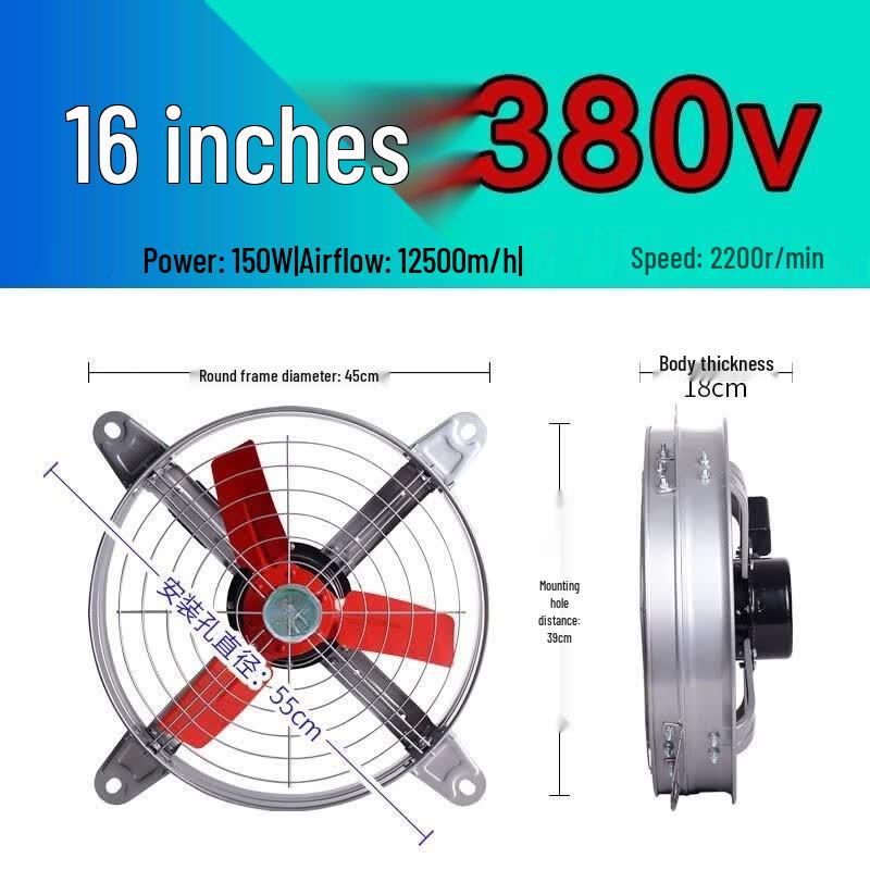 Industrial High-Volume Exhaust Fan 16 inch
