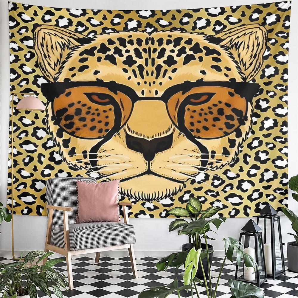 Leopard with Sunglasses Pattern Pattern Wall Hanging Tapestry Decorative Tapestry Home Decor for Bedroom and Living Room