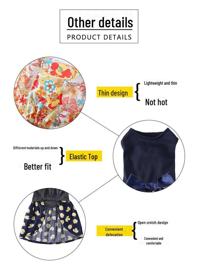 Summer Floral Mesh Dog Dress - Sunflower Skirt for Pets