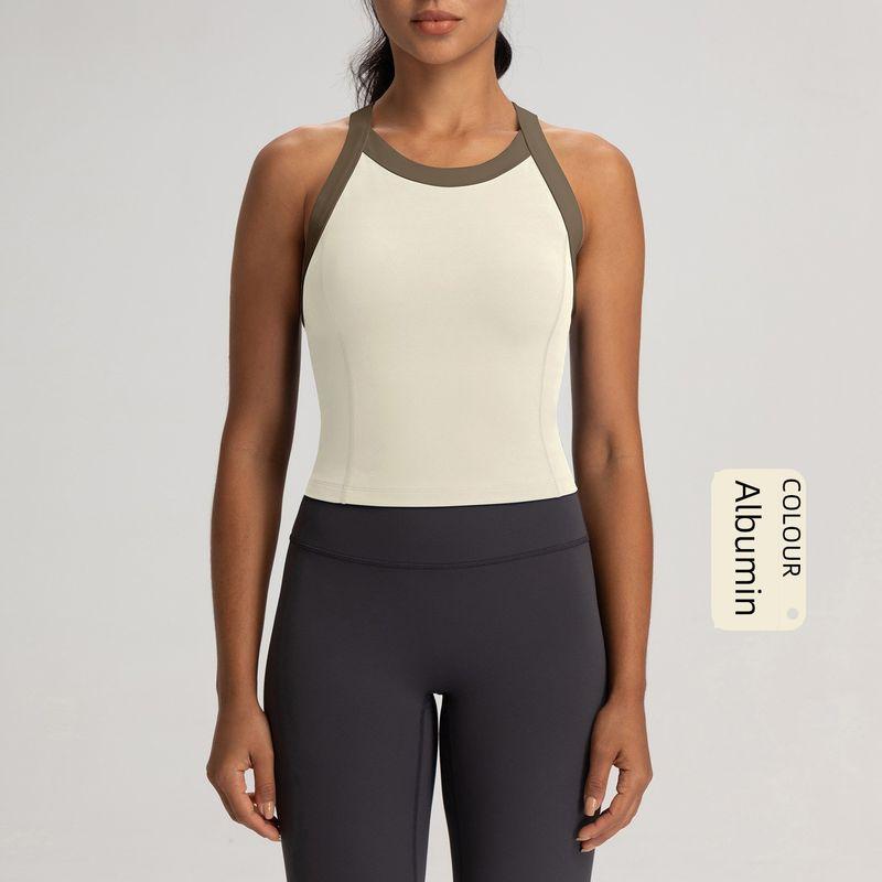 Lu Same Sports Vest Women's Yoga Clothes with Chest Pad Silm Slim Looking Nude Feel Cross Back Training Running Tops