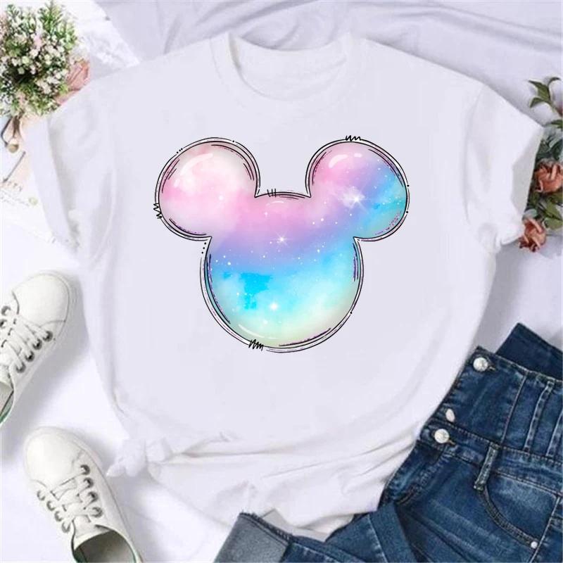 Unisex Mickey Mouse Fashion Leopard Minnie Head T Shirt T-shirt Cartoon Graphic Print Tshirt Streetwear Tops Clothing