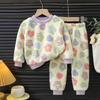 Kids Pajamas Set Winter Boys Girls Fleece Thickened Flannel Warm Baby Loungewear Children Sleepwear