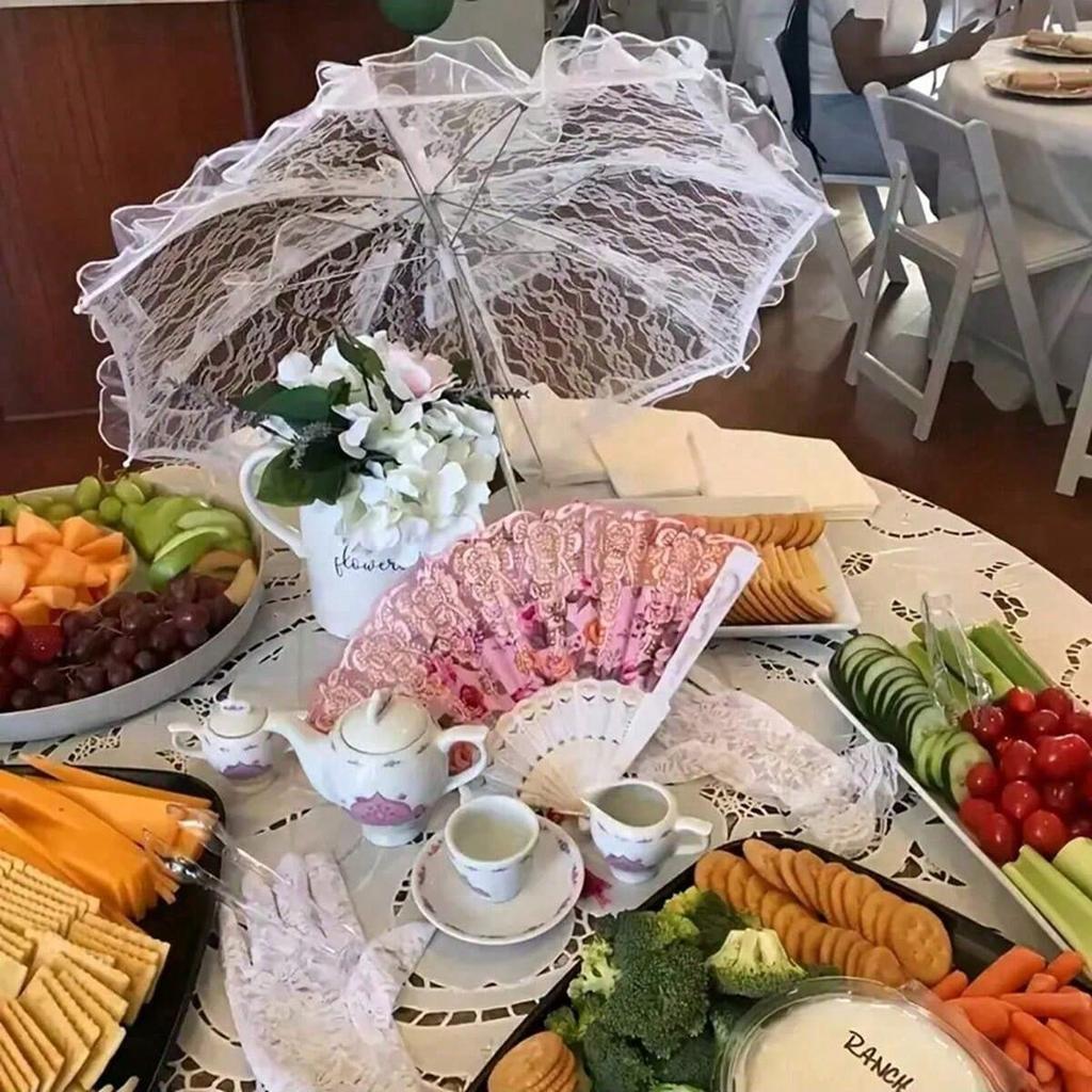 Eleganter weißer Spitzenschirm, Romantischer Braut-Spitzensonnen-Regenschirm, Ideal für Fotostudio-Requisite, Hochzeitszeremonie, Party, Brautdusche, Geburtstag