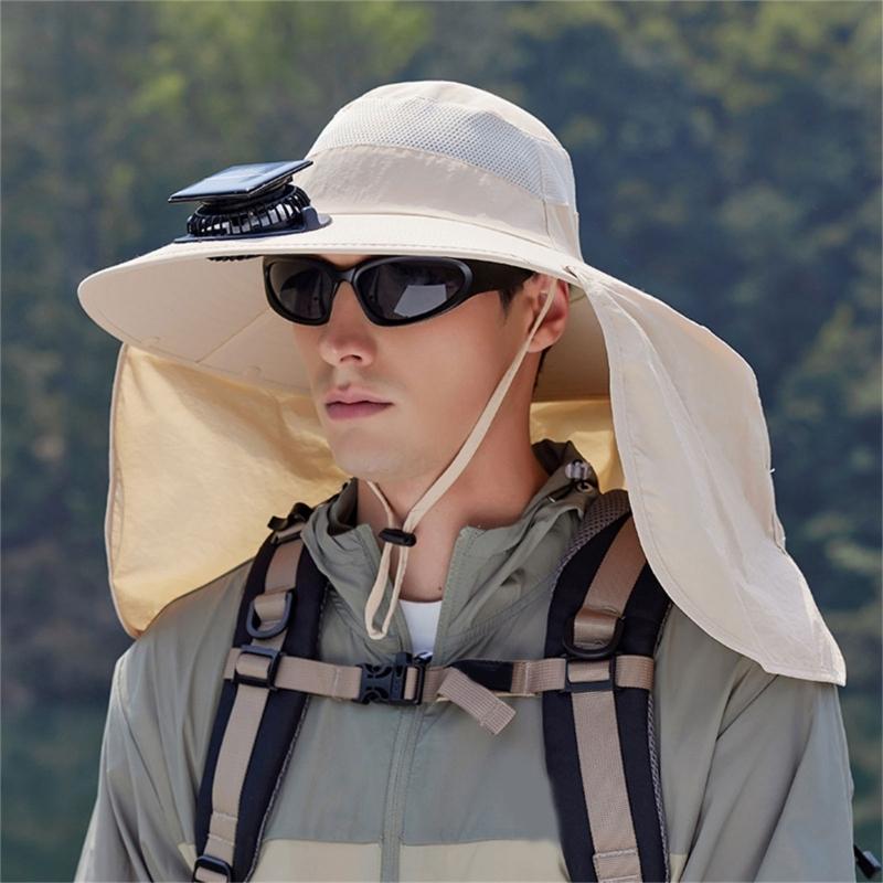 Rechargeable Outdoor Hat Built In Fan Solar Charging Lightweight Breathable Sun Protection For Men Women