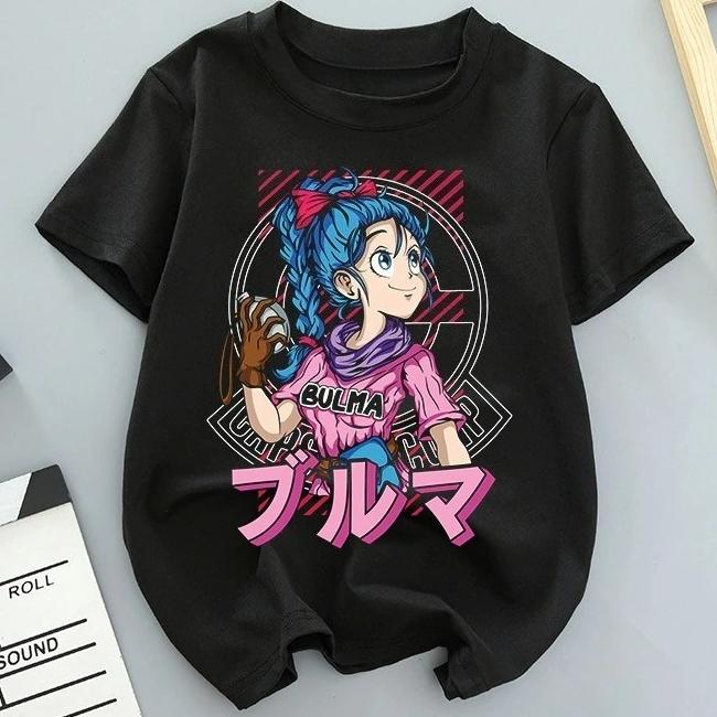 Dragon Ball GOKU Bulma Anime Printed T-shirt Men's and Women's Short Sleeves 2026 Summer American Loose Cotton T-shirt