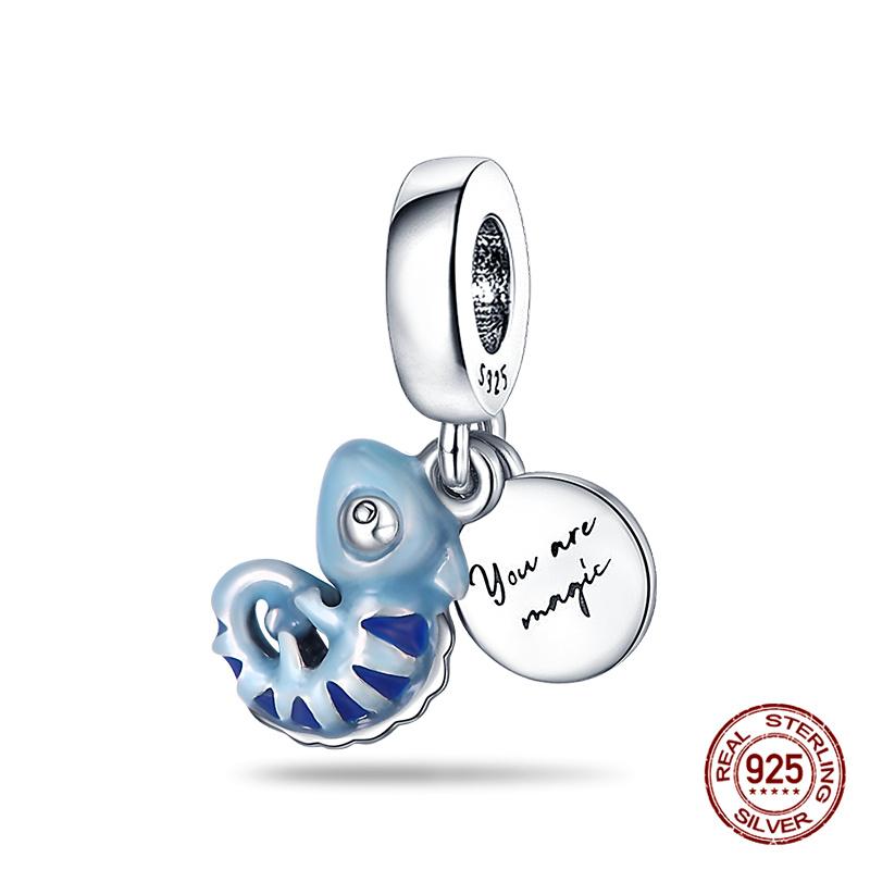 Original Charms Copper Luminous Chameleon Charms Beads Fits 3Mm Original Bracelet For Women Diy Fine Jewelry Gifts