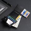 Leather Automatic Pop-up Metal Box Card Bag Men's Leather Airtag Locator Wallet Card Bag Card Clip Integrated