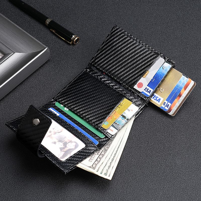 Leather Automatic Pop-up Metal Box Card Bag Men's Leather Airtag Locator Wallet Card Bag Card Clip Integrated