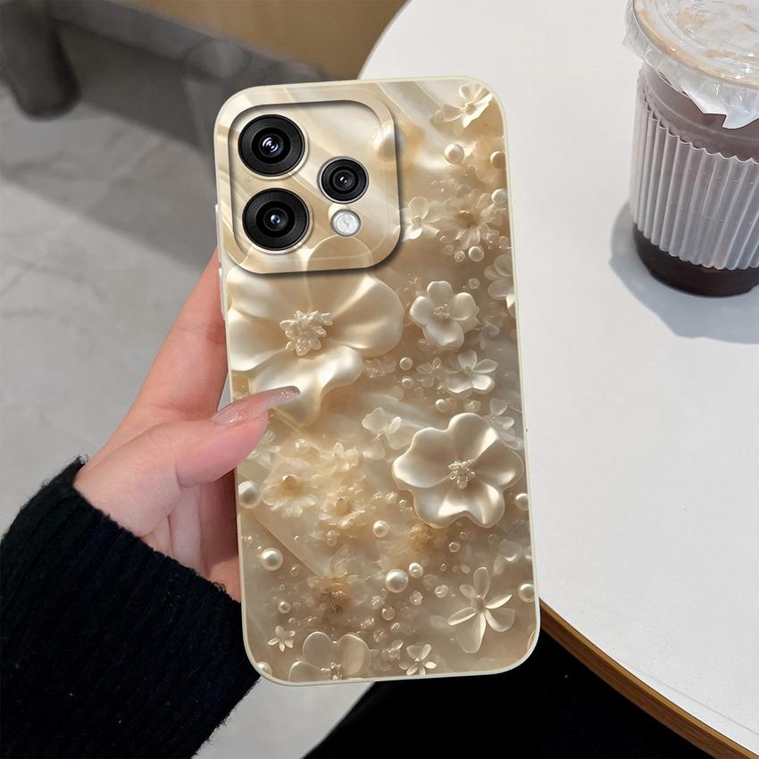 For Oppo Reno 15 14 13 12 11 Pro 15F 15C 11F Phone Shell Elegant Flowers Soft Liquid Silicone Lightweight Case for OPPO Reno Shockproof Durable Bumper