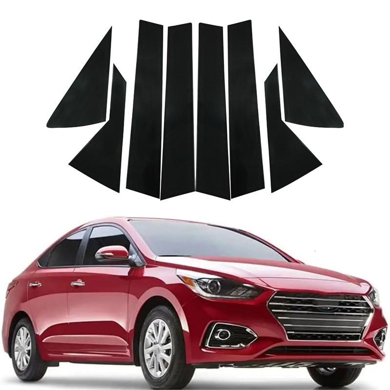 Gloss Black Pillar Post Fit For Hyundai Accent HC/YC 2018-2022 Anti-Scratch Decorative Cover Film Universal Automobile Exterior Accents