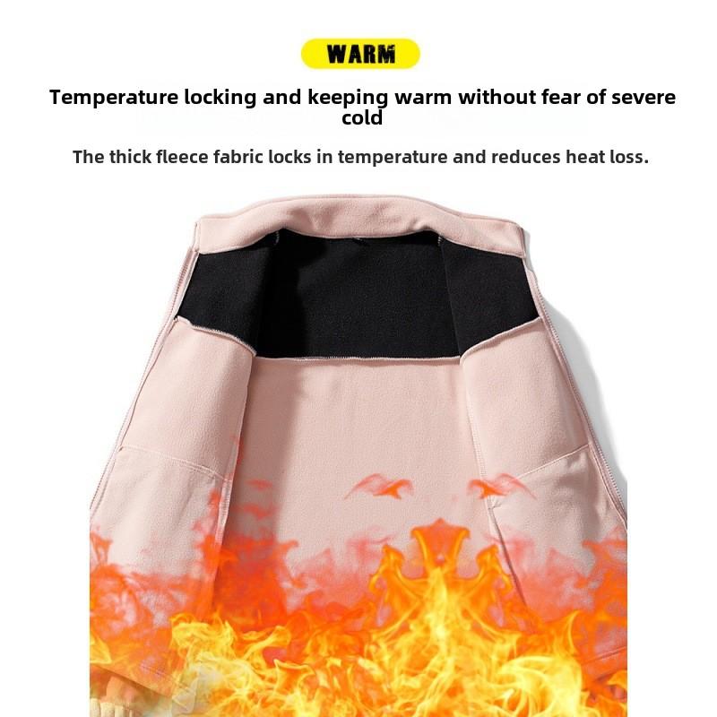 Men's Brushed Heather Fleece Jacket  Midweight Zip Up Jacket with Fleece Exterior and Sherpa Bonded Interior