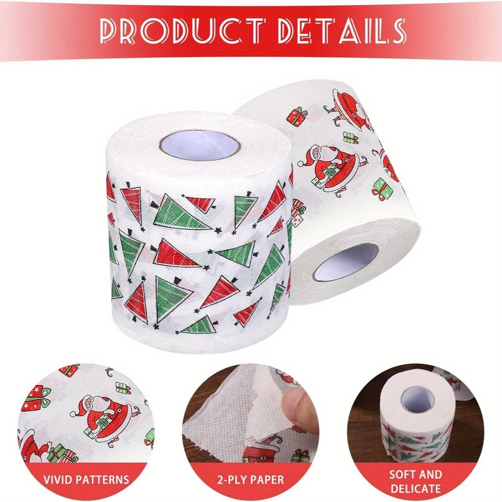 1/3 Stück Weihnachten Toilettenpapier Santa Festliche Tissue Rolle für Feiertagsfeiern Party Zuhause Abendessen Badezimmer Deko Papierhandtücher